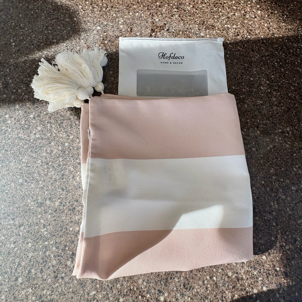Pink and White Accent Pillow